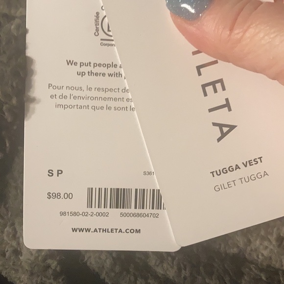 NWOT - Athleta Tugga Black Sherpa Vest, Small Petite - Picture 7 of 7